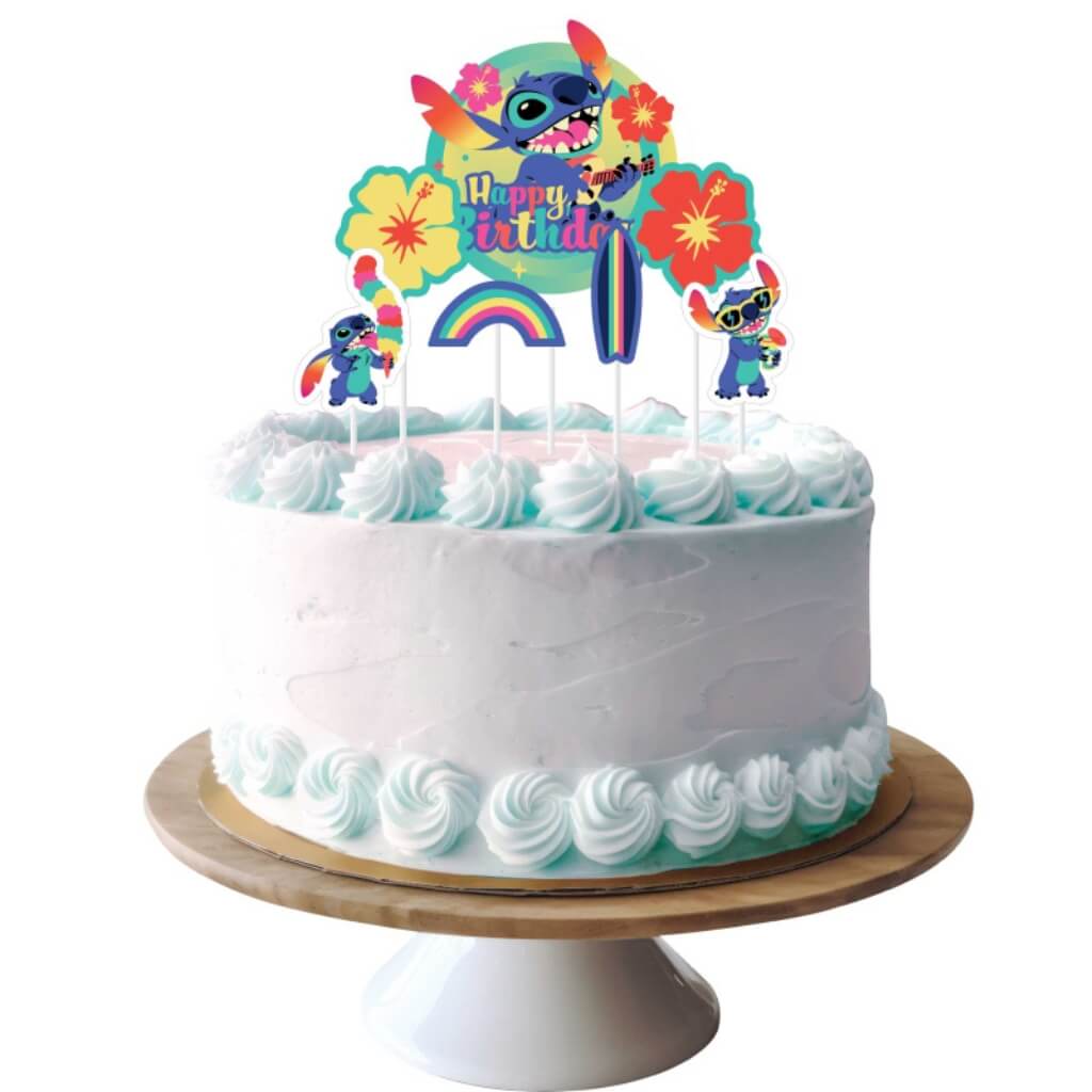 Pack of 7 Lilo & Stitch Cake Decorating Kit – Tropical Cardstock Topper Set