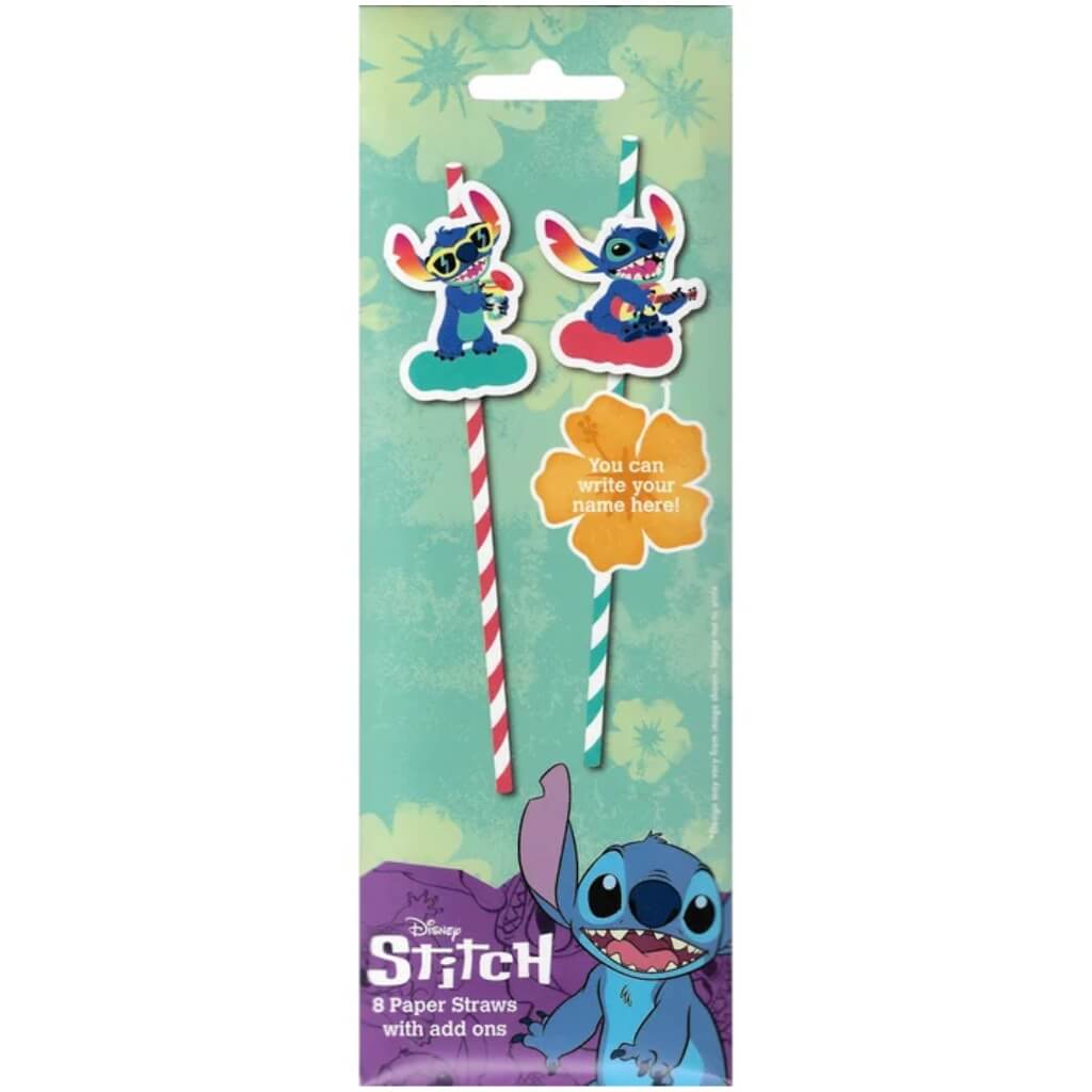 Pack of 8 Lilo & Stitch Paper Straws – Disney Party Drink Accessories