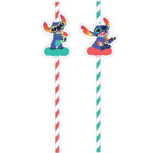 Pack of 8 Lilo & Stitch Paper Straws – Disney Party Drink Accessories