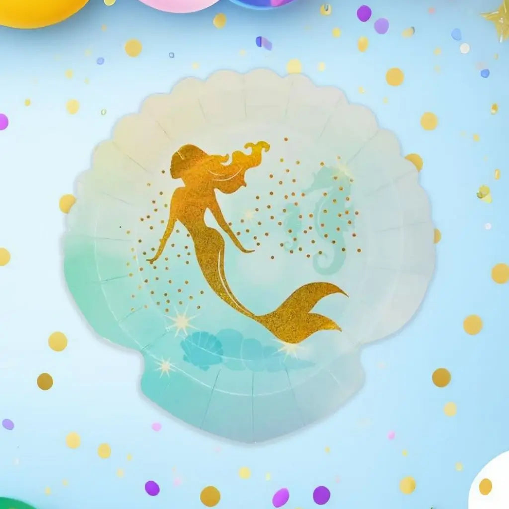 Little Mermaid Shell Shaped Plates 8pk