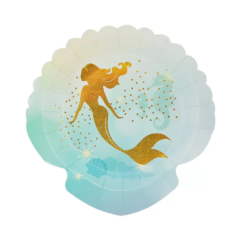 Little Mermaid Shell Shaped Plates 8pk