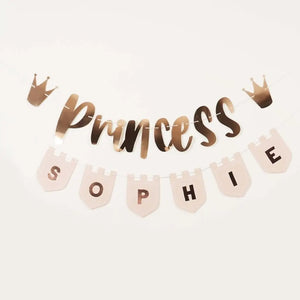 Little Princess personalised pink card banner 2.2m with rose gold stickers