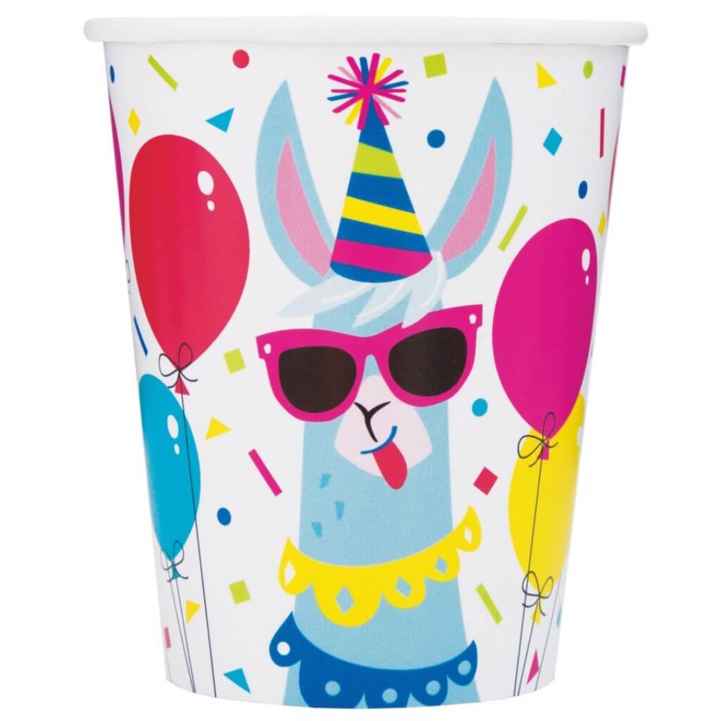 Llama Birthday Paper Cups 270ml 8pk