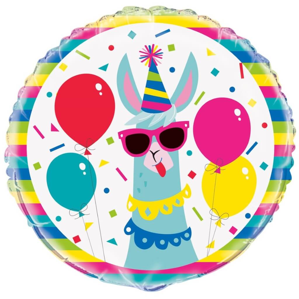 Llama Birthday Round Foil Balloon 45cm