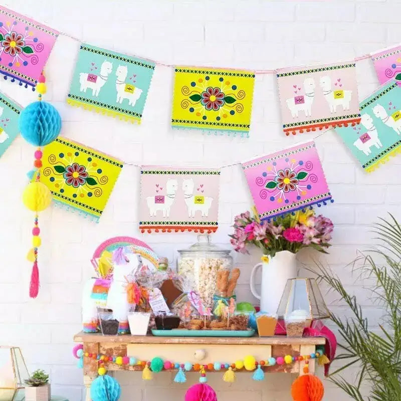 Llama Rectangular Paper Bunting 4m