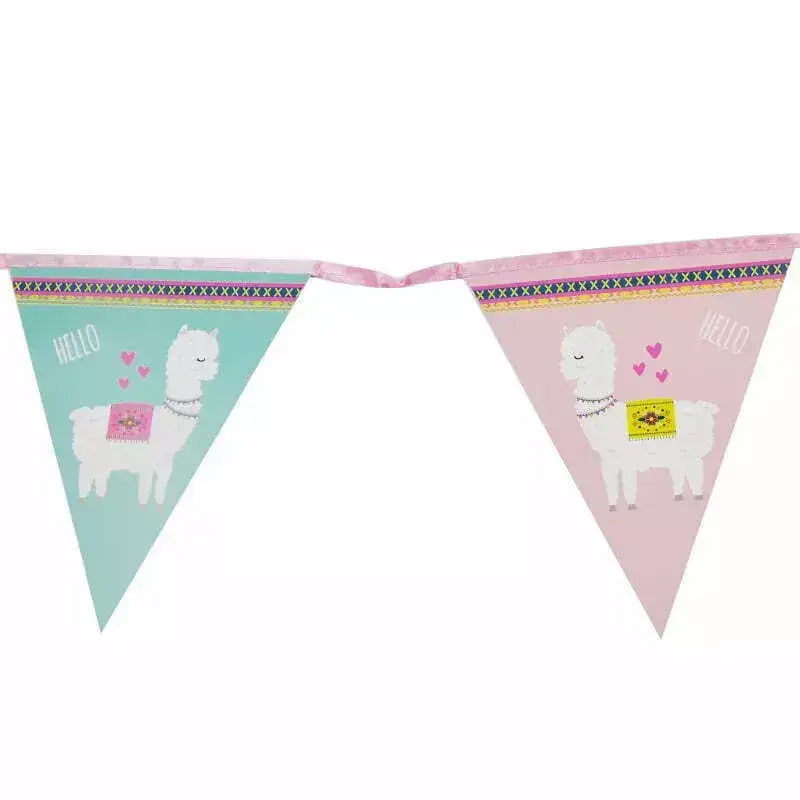 Pink Blue Llama Paper Flag Bunting 3m