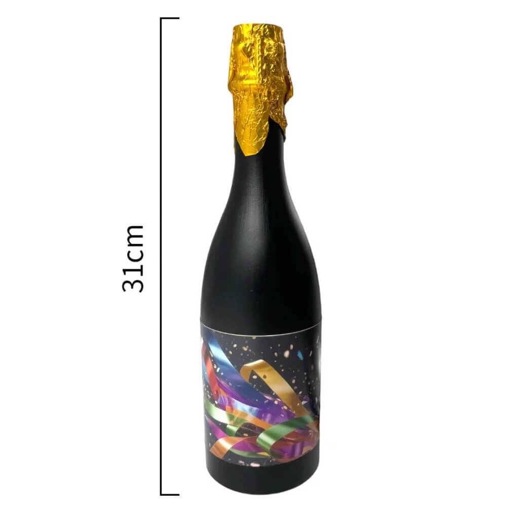31cm Champagne Confetti Cannon with colourful foil streamers