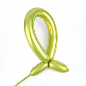 Long Chrome Metallic Latex Party Balloons 10pk chrome lime green
