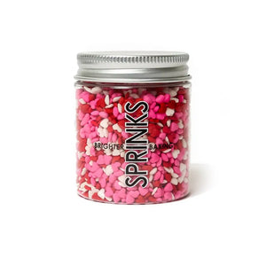 Sprinks heart shaped cake decorations in jar