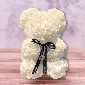 Luxury Everlasting Rose Teddy Bear with Gift Box - ivory