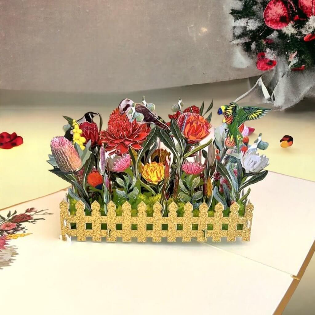 Luxury Australian Native Flower & Animal Origami Pop Up Greeting Card