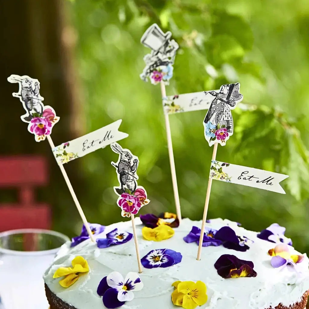 Alice in Wonderland Mad Hatter cake toppers for cupcakes and desserts