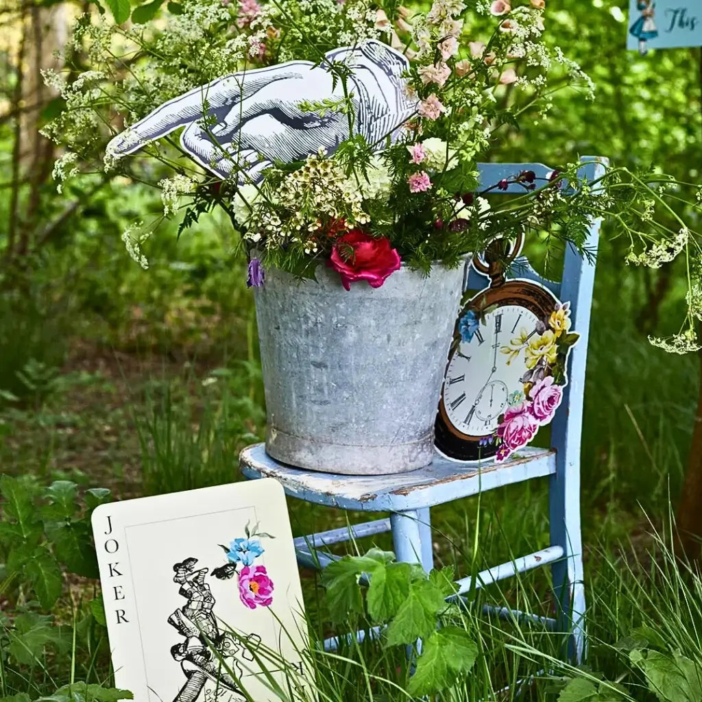 Oversized Wonderland party decorations for photo booth and wall display