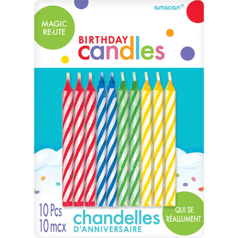 10pk Magic Re-Light Assorted Birthday Candles