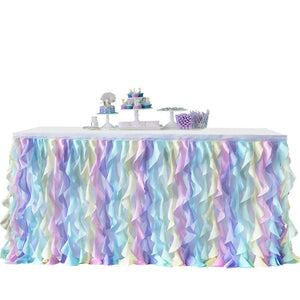 Magical Unicorn Themed Curly Tulle Fabric Table Skirt