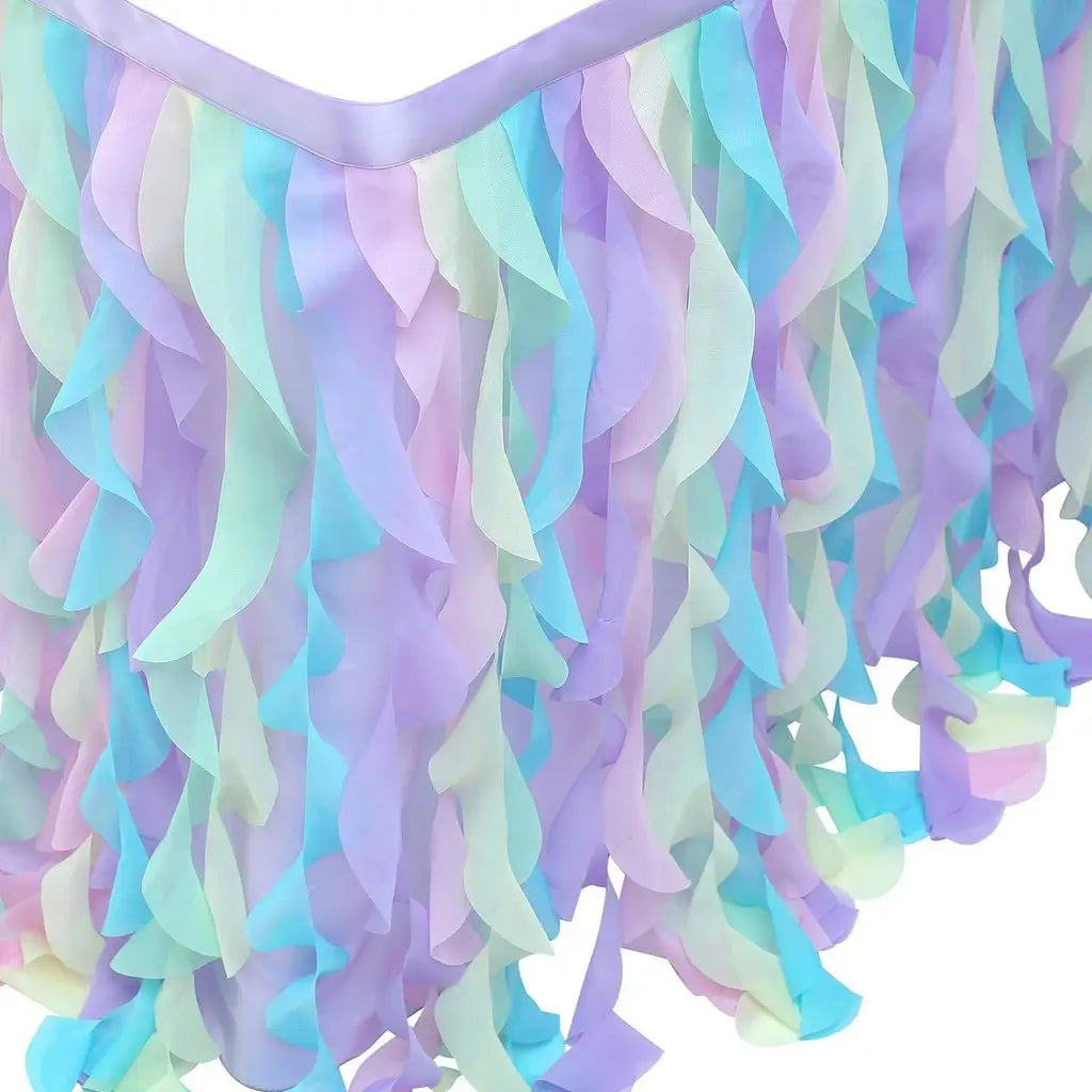 Magical Unicorn Themed Curly Tulle Fabric Table Skirt