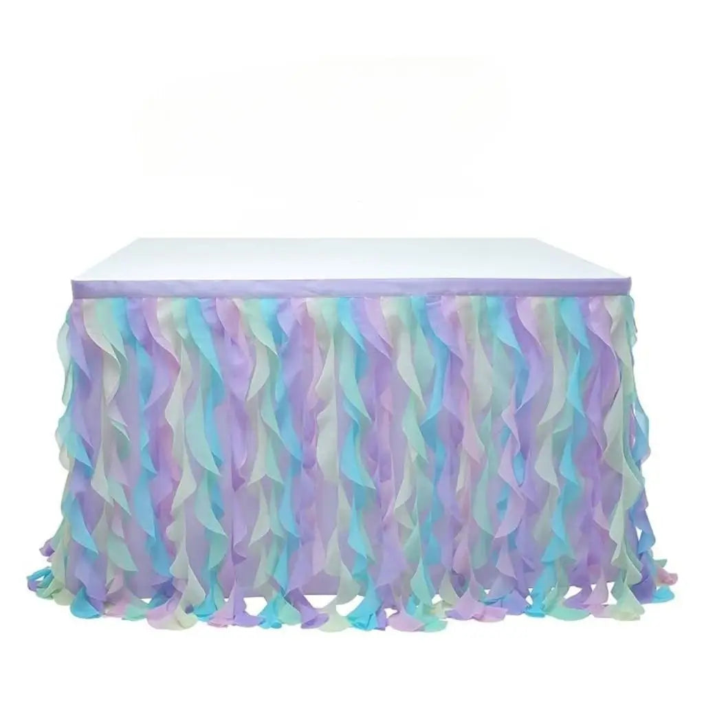 Magical Unicorn Themed Curly Tulle Fabric Table Skirt