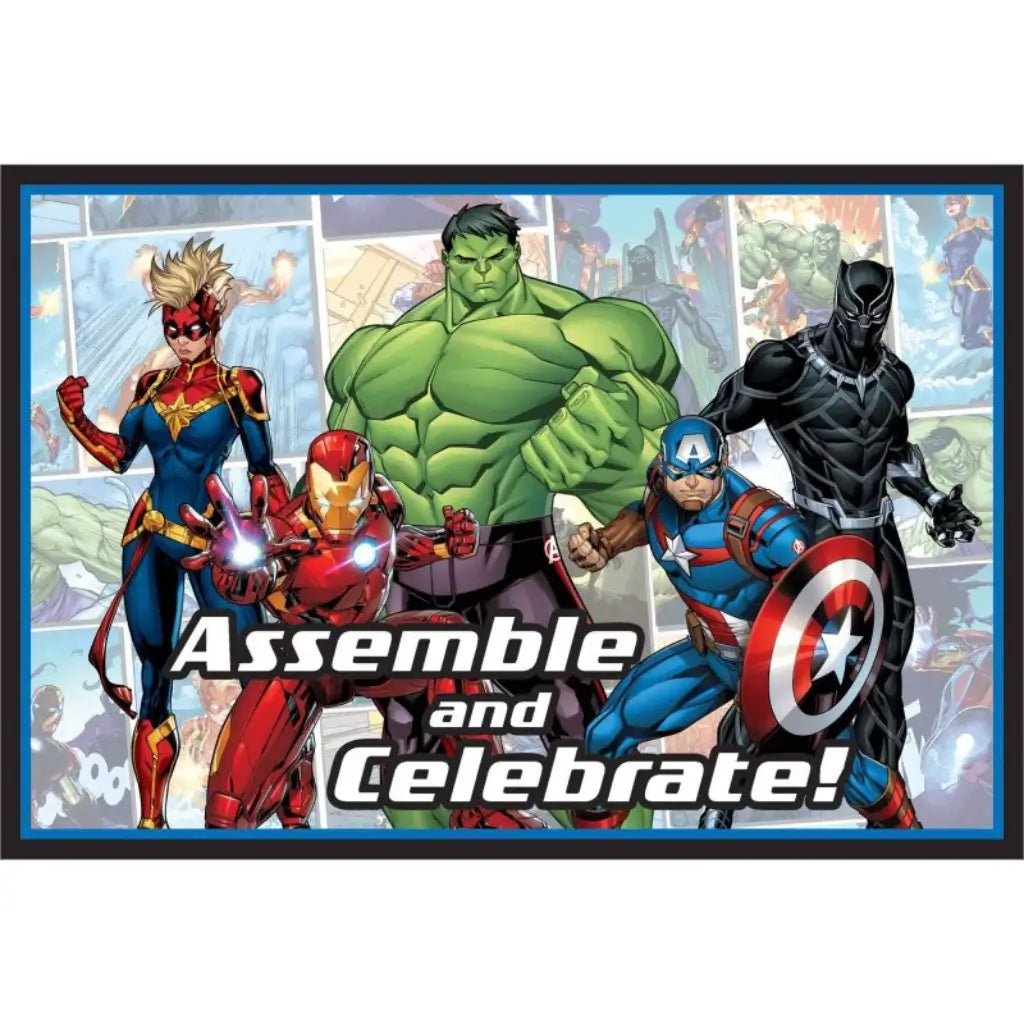 Marvel Avengers Powers Unite postcard party invitations with envelopes and stickers 8 pack