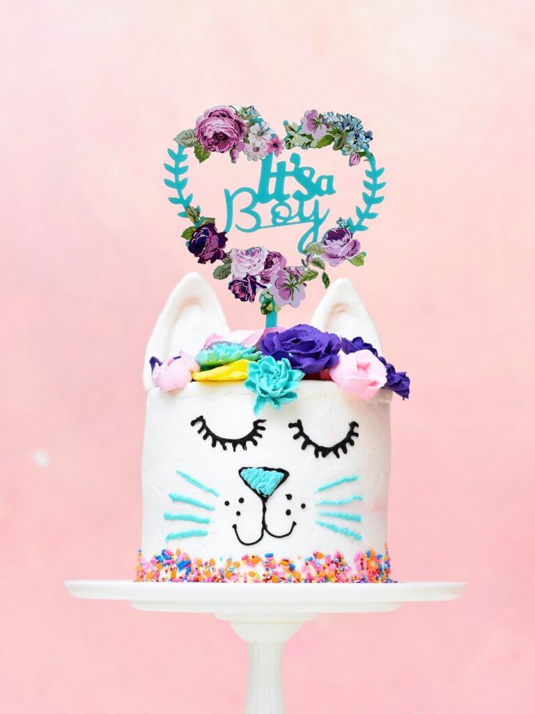 Matte Blue Acrylic 'It's a Boy' Floral Heart Shaped Wreath Cake Topper - Online Party SuppliesMatte Blue Acrylic 'It's a Boy' Floral Heart Shaped Wreath Cake Topper - Online Party Supplies