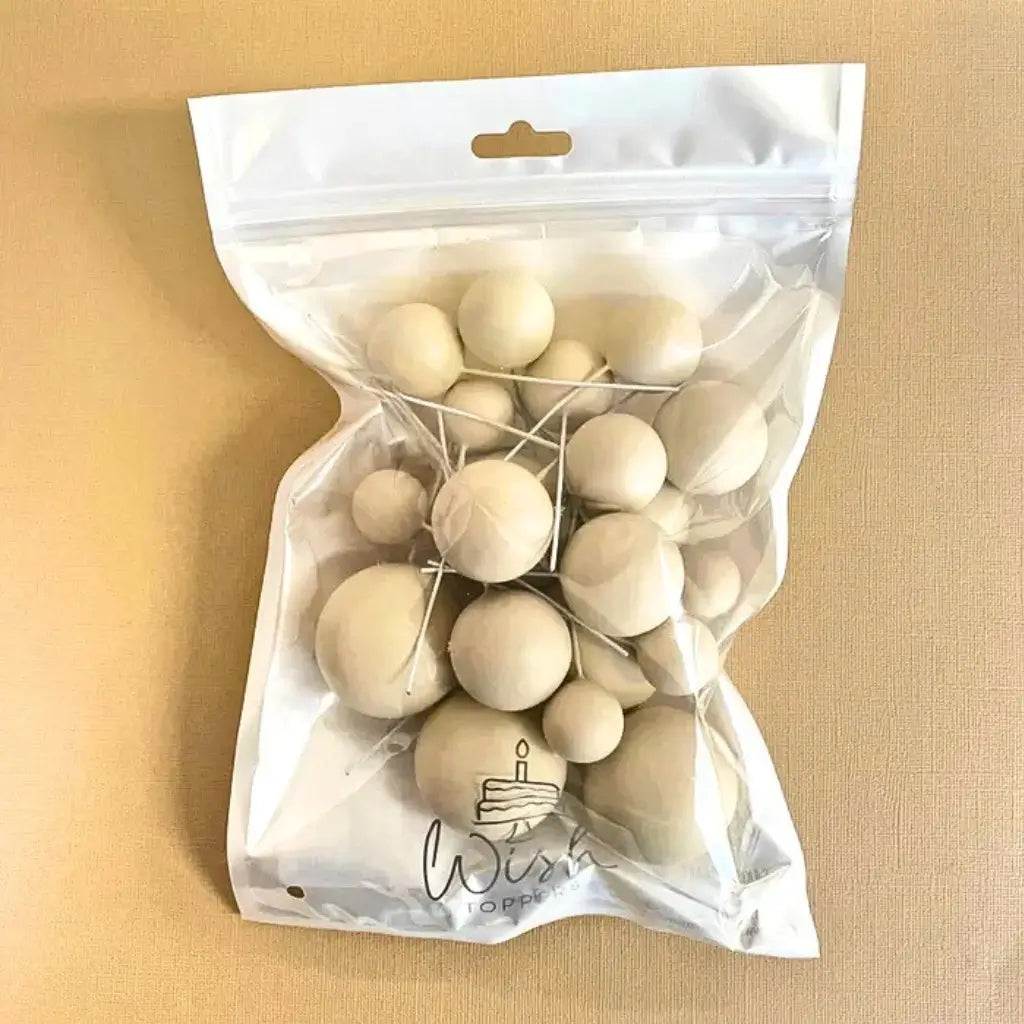 Elegant cream foam ball cake decoration set for weddings and parties