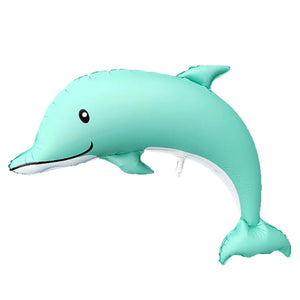 Pastel green dolphin foil balloon for beach, ocean and sea creature parties