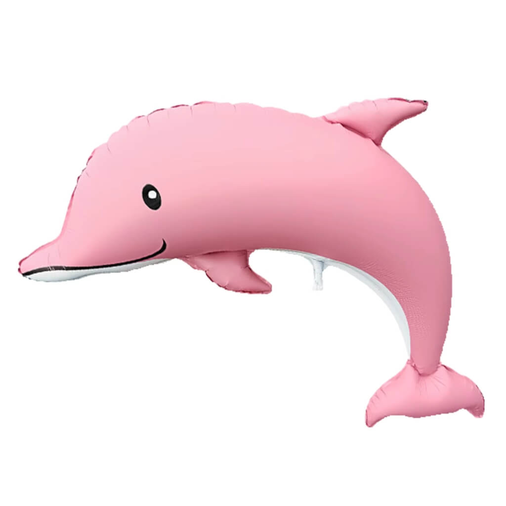 Jumbo matte pastel pink dolphin foil balloon 116cm for kids parties