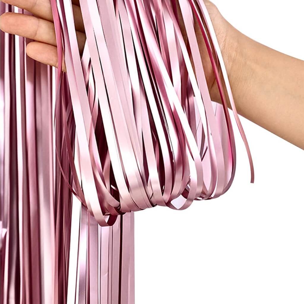 Matte Finish Foil Fringe Curtain - Light Pink