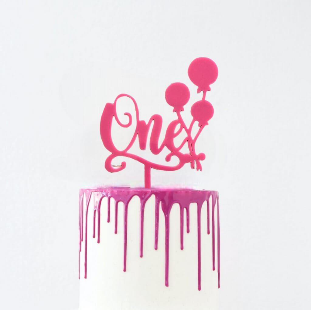 Matte Pink Acrylic 'One' Balloon Birthday Cake Topper - Online Party Supplies