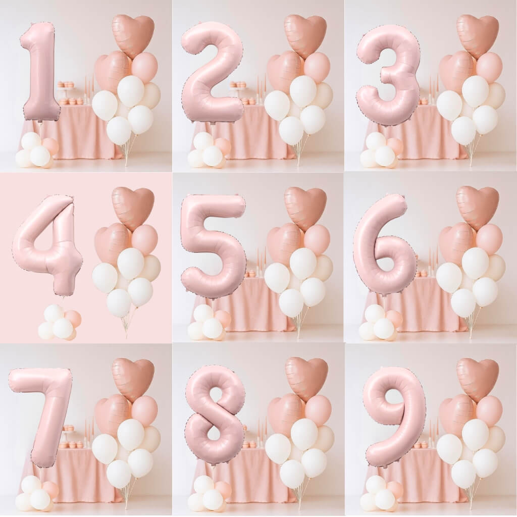 Matte Pink Birthday Balloon Bundle 18pk with number and heart foil balloons