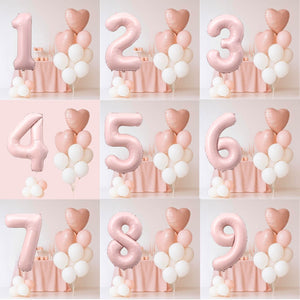 Matte Pink Birthday Balloon Bundle 18pk with number and heart foil balloons