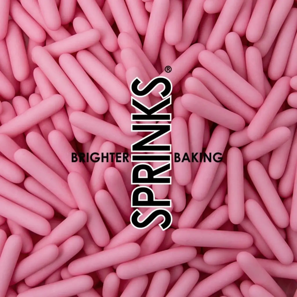 Pink rod shaped sprinkles for cupcakes and cookies