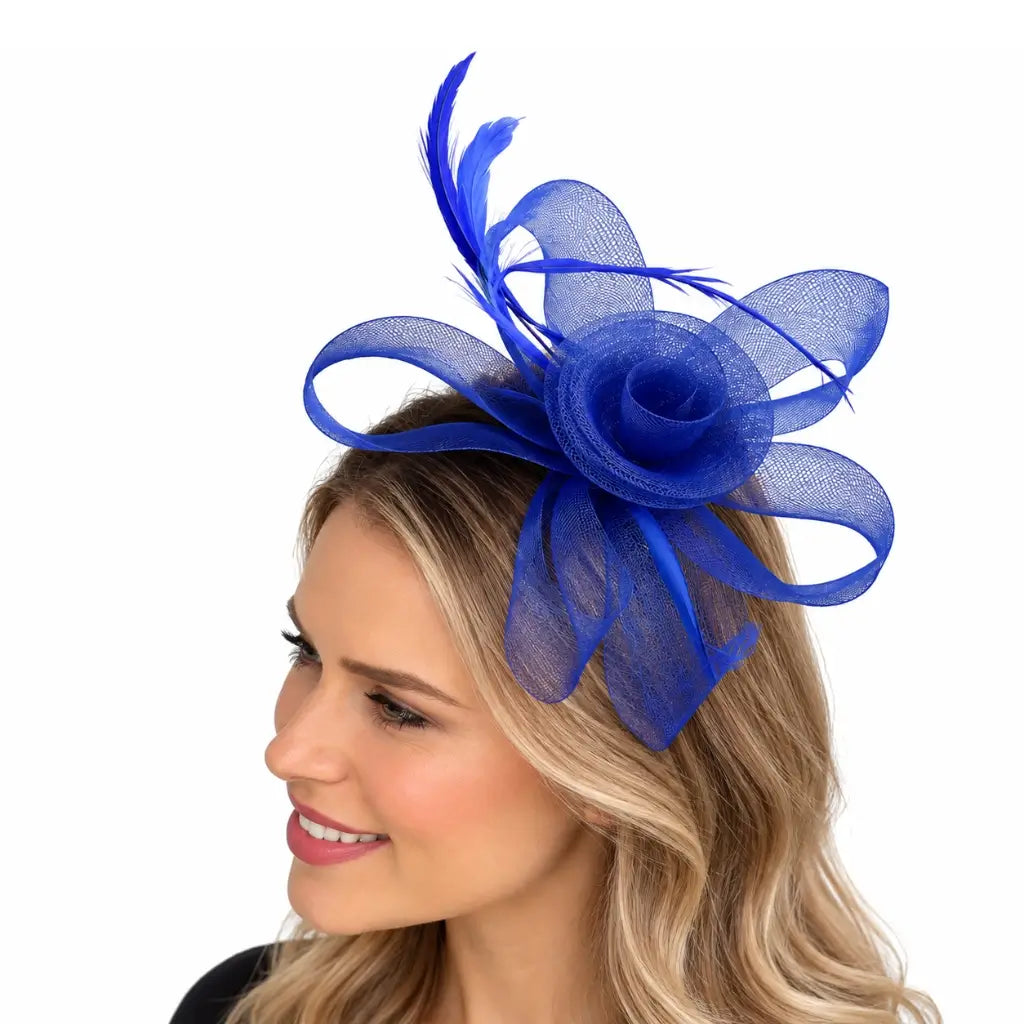Royal blue headpiece for Melbourne Cup and spring racing events