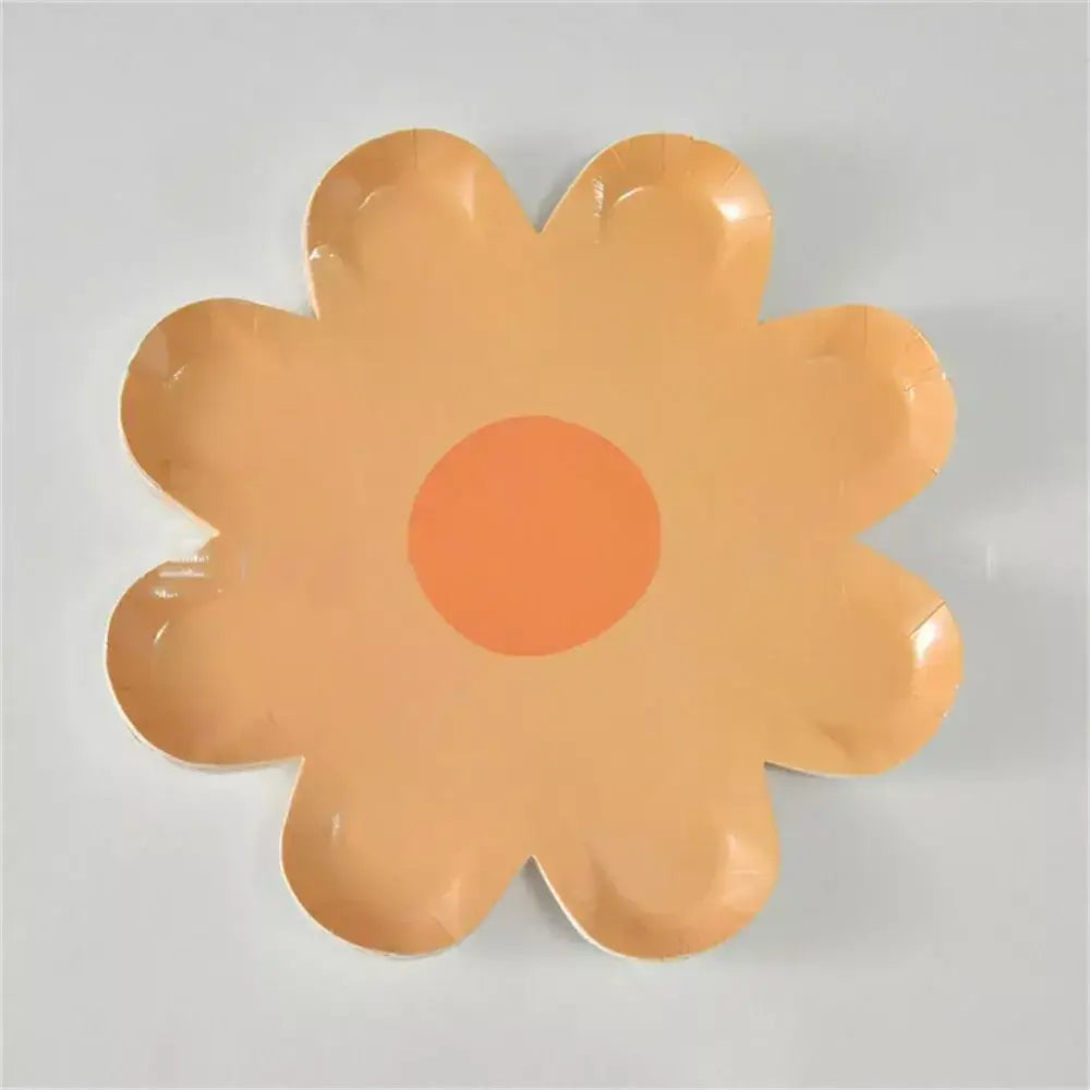 Mellow Apricot Daisy Paper Plates 17cm 10pk