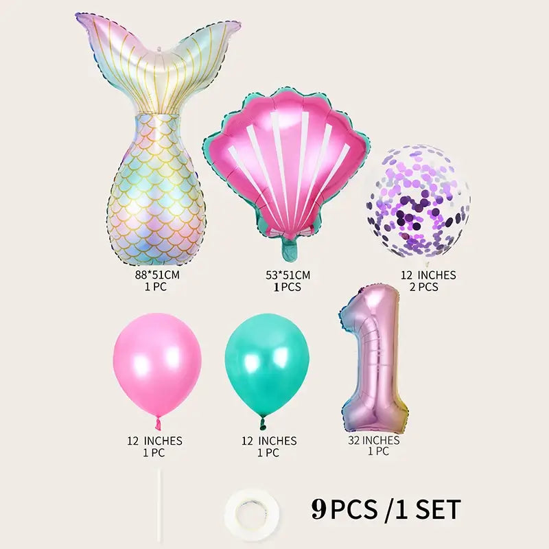 Mermaid All Age Birthday Balloon Bundle 7pk