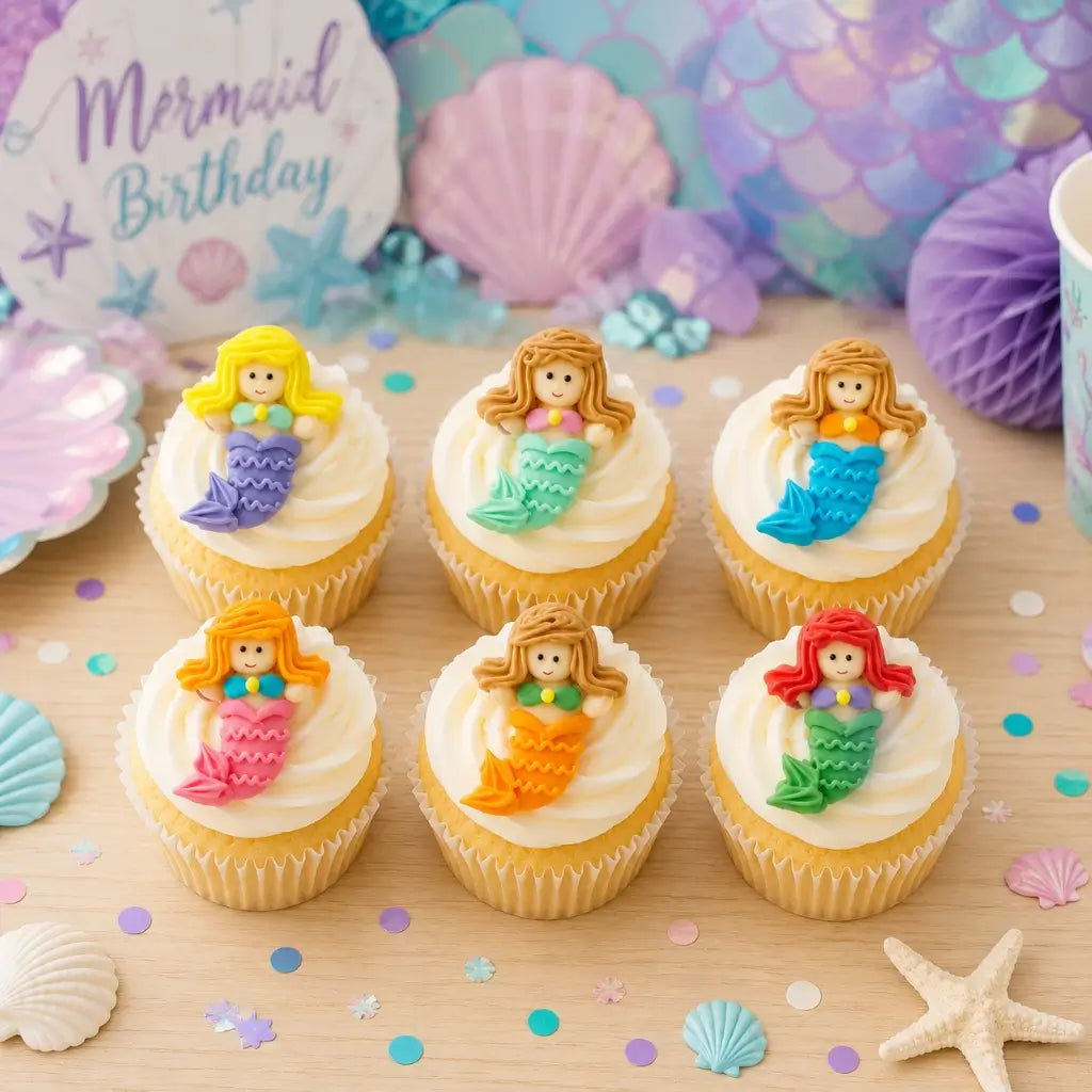 Mermaid Sugar Decorations 6 Pack – Edible Cake & Cupcake Toppers