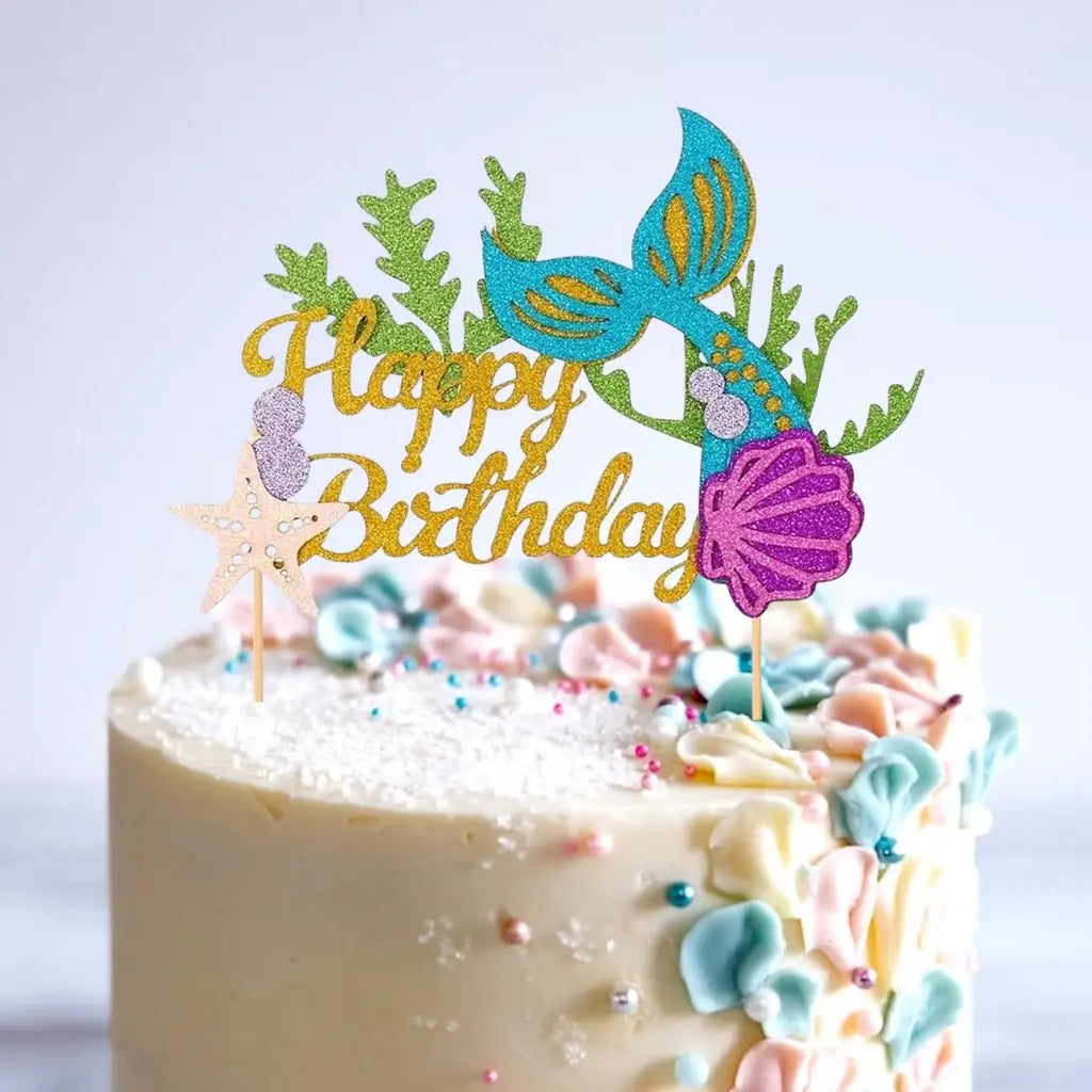 Little Mermaid Glitter Cake Topper
