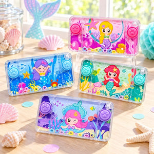 Four assorted mermaid water games in pink blue purple and aqua designs