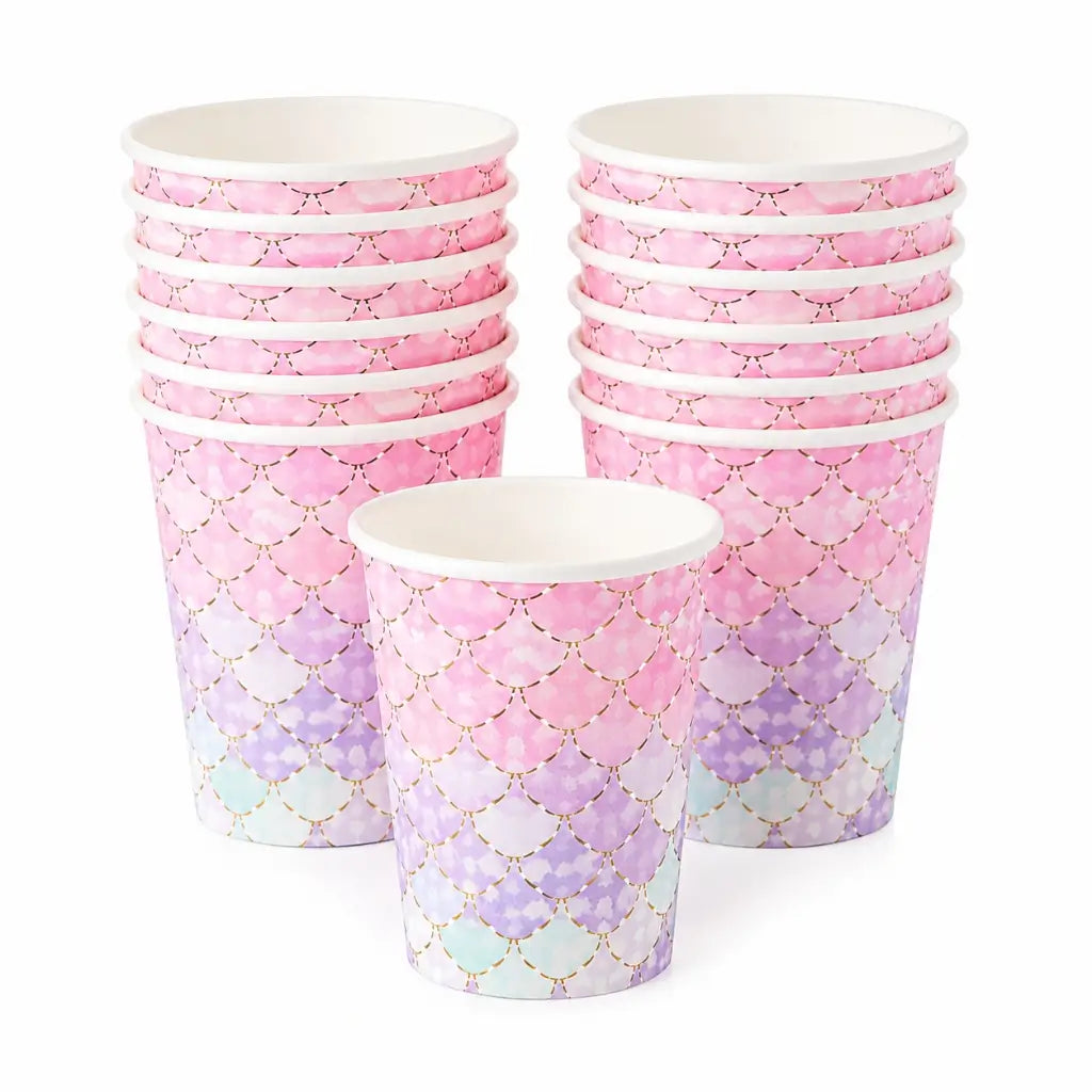 Pastel mermaid scales paper cups