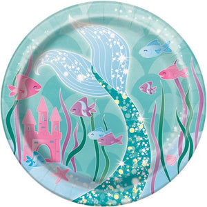 Mermaid Small Paper Plates 18cm 8pk