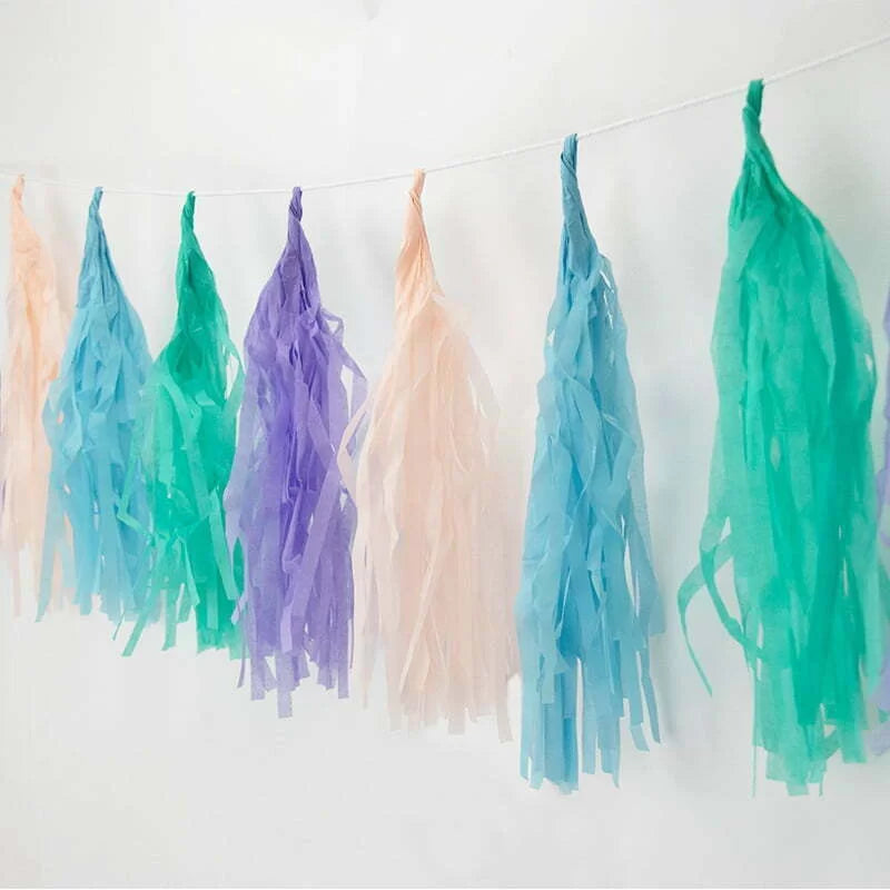 Pastel Rainbow Mermaid Tassle Bunting 200cm