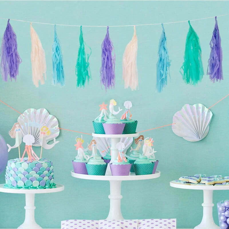 Pastel Rainbow Mermaid Tassle Bunting 200cm