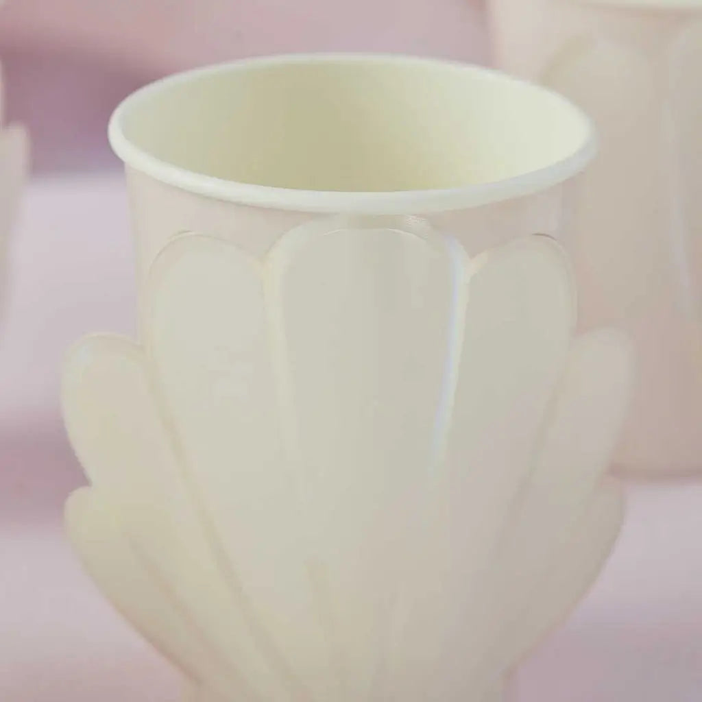 Iridescent and Pink Mermaid Pop Out Shell Paper Cups 8pk
