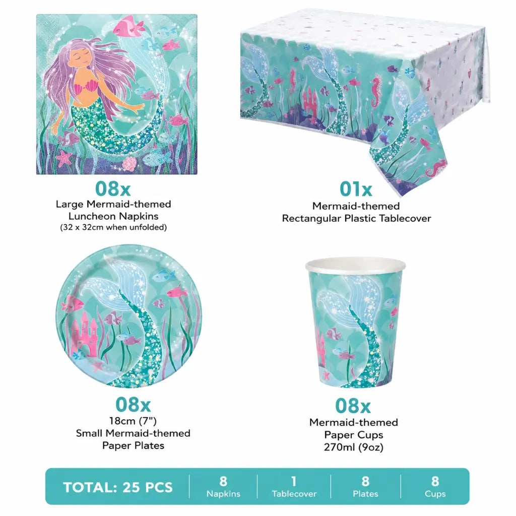 Sparkling Mermaid Party Bundle for 8 25pk