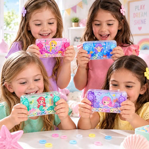 Assorted mermaid handheld water ring games with colourful underwater artwork