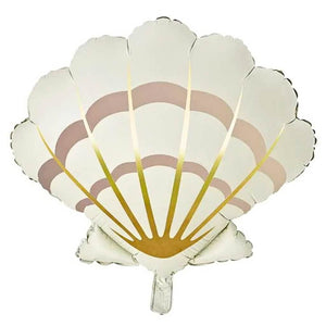 matte cream clam foil balloon for mermaid birthday