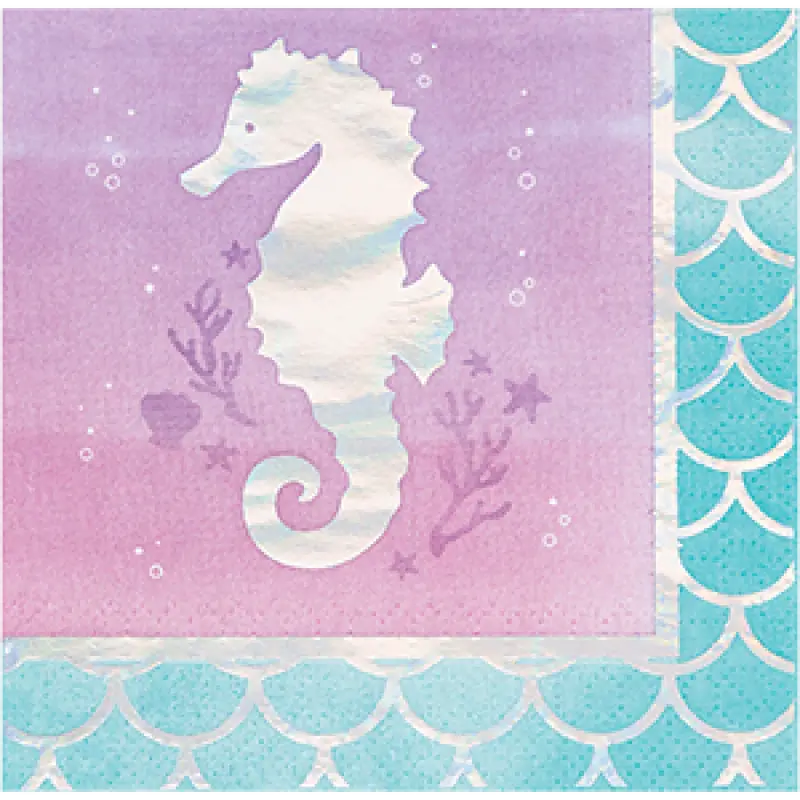 Mermaid Shine Iridescent Beverage Napkins 16pk