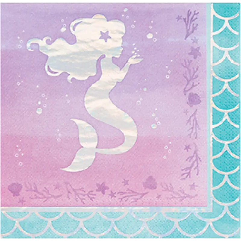 Mermaid Shine Iridescent Lunch Napkins 16pk