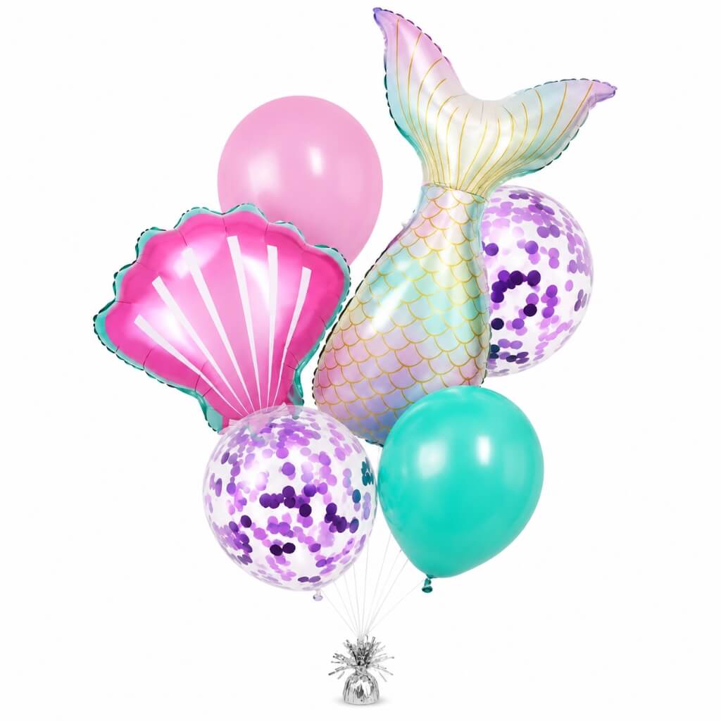 Mermaid themed birthday balloons mermail tail & seashell