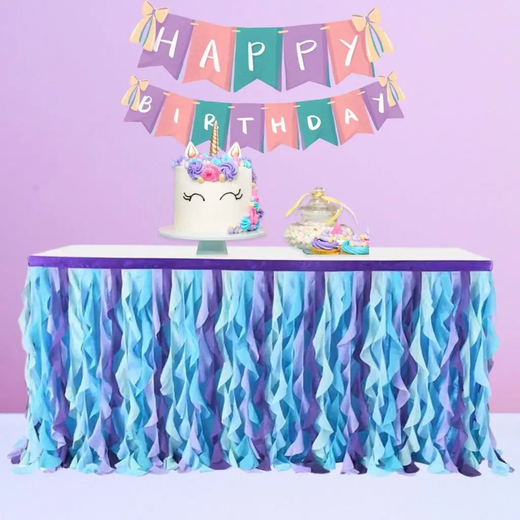 Mermaid Themed Curly willow Fabric Table Skirt