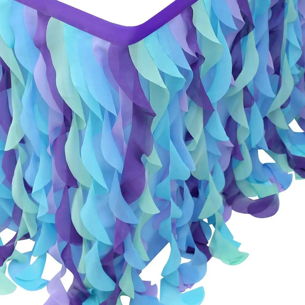 Mermaid Themed Curly willow Fabric Table Skirt